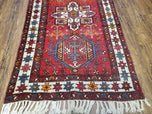 1930S ANTIQUE PERSIAN HERIZ KARAJEH RUNNER RUG 3X11, HAND-KNOTTED RED GEOMETRIC MEDALLIONS