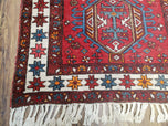 1930S ANTIQUE PERSIAN HERIZ KARAJEH RUNNER RUG 3X11, HAND-KNOTTED RED GEOMETRIC MEDALLIONS