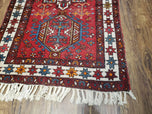 1930S ANTIQUE PERSIAN HERIZ KARAJEH RUNNER RUG 3X11, HAND-KNOTTED RED GEOMETRIC MEDALLIONS