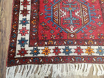 1930S ANTIQUE PERSIAN HERIZ KARAJEH RUNNER RUG 3X11, HAND-KNOTTED RED GEOMETRIC MEDALLIONS