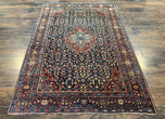 1920S ANTIQUE PERSIAN SAROUK RUG 4X7 - MIDNIGHT BLUE, RED, CREAM - FARAHAN