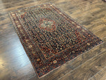 1920S ANTIQUE PERSIAN SAROUK RUG 4X7 - MIDNIGHT BLUE, RED, CREAM - FARAHAN