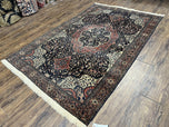 1880S ANTIQUE PERSIAN SAROUK FARAHAN RUG 4X7 - BLACK, RED, CAMEL HAIR COLOR - RARE, HIGHLY COLLECTIBLE