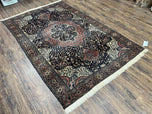 1880S ANTIQUE PERSIAN SAROUK FARAHAN RUG 4X7 - BLACK, RED, CAMEL HAIR COLOR - RARE, HIGHLY COLLECTIBLE