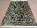 1920S ANTIQUE PERSIAN SAROUK RUG 4X6, NAVY BLUE - DARK BLUE, DARK RED - WOOL