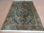 1920S ANTIQUE PERSIAN SAROUK RUG 4X6, NAVY BLUE - DARK BLUE, DARK RED - WOOL