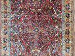 1920S ANTIQUE PERSIAN SAROUK RUG, RED, ALLOVER FLORAL PATTERN, HAND-KNOTTED, WOOL, 3'4" X 4'10"