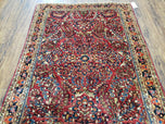 1920S ANTIQUE PERSIAN SAROUK RUG, RED, ALLOVER FLORAL PATTERN, HAND-KNOTTED, WOOL, 3'4" X 4'10"