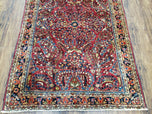 1920S ANTIQUE PERSIAN SAROUK RUG, RED, ALLOVER FLORAL PATTERN, HAND-KNOTTED, WOOL, 3'4" X 4'10"