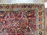 1920S ANTIQUE PERSIAN SAROUK RUG, RED, ALLOVER FLORAL PATTERN, HAND-KNOTTED, WOOL, 3'4" X 4'10"