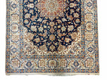 1950S PERSIAN ISFAHAN RUG 4X5 - DARK BLUE, LIGHT BLUE, BEIGE/IVORY - WOOL