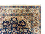 1950S PERSIAN ISFAHAN RUG 4X5 - DARK BLUE, LIGHT BLUE, BEIGE/IVORY - WOOL