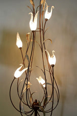 MID CENTURY, ITALY, MURANO GLASS SWAN FLOOR LAMP, CIRCA 1970