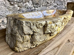 Petrified Wood Sink, Beige, Yellow, Brown Tones, Organic Modern