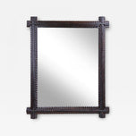 RUSTIC, TRAMP ART, WALL MIRROR, NOTCH CUT, AUSTRIA, 1880