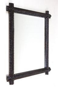 RUSTIC, TRAMP ART, WALL MIRROR, NOTCH CUT, AUSTRIA, 1880
