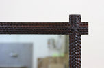 RUSTIC, TRAMP ART, WALL MIRROR, NOTCH CUT, AUSTRIA, 1880