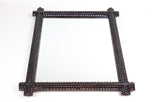 RUSTIC, TRAMP ART, WALL MIRROR, NOTCH CUT, AUSTRIA, 1880