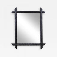 19TH CENTURY, AUSTRIA, RUSTIC TRAMP ART MIRROR, HANDCARVED, 1890