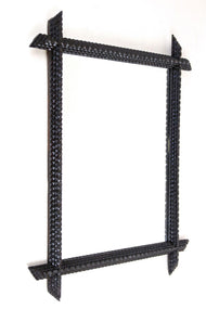 19TH CENTURY, AUSTRIA, RUSTIC TRAMP ART MIRROR, HANDCARVED, 1890