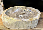 PETRIFIED WOOD SINK, GREY, BEIGE, ORGANIC MODERN, TOP QUALITY