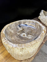 PETRIFIED WOOD SINK, GREY, BEIGE, ORGANIC MODERN, TOP QUALITY