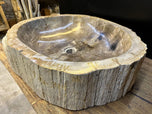 PETRIFIED WOOD SINK, GREY, BEIGE, ORGANIC MODERN, TOP QUALITY