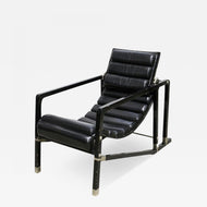 TRANSAT CHAIR, BLACK LEATHER, FRANCE, 1975