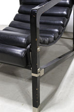 TRANSAT CHAIR, BLACK LEATHER, FRANCE, 1975