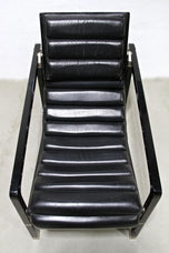 TRANSAT CHAIR, BLACK LEATHER, FRANCE, 1975