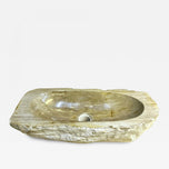 Petrified Wood Sink, Grey, Beige, Polished, Top Quality, IDN 2023