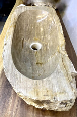 Petrified Wood Sink, Grey, Beige, Polished, Top Quality, IDN 2023