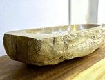 Petrified Wood Sink, Grey, Beige, Polished, Top Quality, IDN 2023