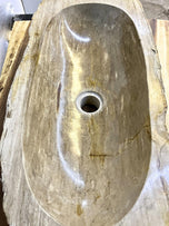 Petrified Wood Sink, Grey, Beige, Polished, Top Quality, IDN 2023
