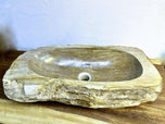 Petrified Wood Sink, Grey, Beige, Polished, Top Quality, IDN 2023