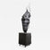 METAL HORSE HEAD SCULPTURE, HANDFORGED, CHARRED OAK BASE, 2017