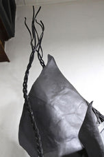 METAL HORSE HEAD SCULPTURE, HANDFORGED, CHARRED OAK BASE, 2017