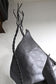 METAL HORSE HEAD SCULPTURE, HANDFORGED, CHARRED OAK BASE, 2017