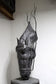 METAL HORSE HEAD SCULPTURE, HANDFORGED, CHARRED OAK BASE, 2017