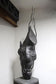 METAL HORSE HEAD SCULPTURE, HANDFORGED, CHARRED OAK BASE, 2017