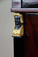 19TH CENTURY, GERMANY, MAHOGANY, EMPIRE, COMMODE, GILT CARYATIDS