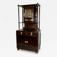 ART NOUVEAU, OAK CABINET, COPPER ELEMENTS, AUSTRIA, 1910