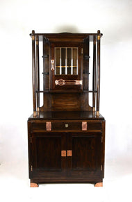 ART NOUVEAU, OAK CABINET, COPPER ELEMENTS, AUSTRIA, 1910