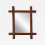 19TH CENTURY, AUSTRIA, TRAMP ART, WALL MIRROR, RUSTIC, HANDCARVED