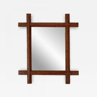 19TH CENTURY, AUSTRIA, TRAMP ART, WALL MIRROR, RUSTIC, HANDCARVED