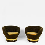 PAIR OF MID CENTURY, ITALY, VELVET LOUNGE CHAIRS, CLUB CHAIRS, 1960 70