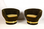 PAIR OF MID CENTURY, ITALY, VELVET LOUNGE CHAIRS, CLUB CHAIRS, 1960 70