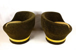 PAIR OF MID CENTURY, ITALY, VELVET LOUNGE CHAIRS, CLUB CHAIRS, 1960 70