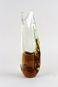 MURANO GLASS, AMBERCOLORED, BROWN, VASE, MID CENTURY, ITALY, 1960/70