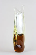 MURANO GLASS, AMBERCOLORED, BROWN, VASE, MID CENTURY, ITALY, 1960/70
